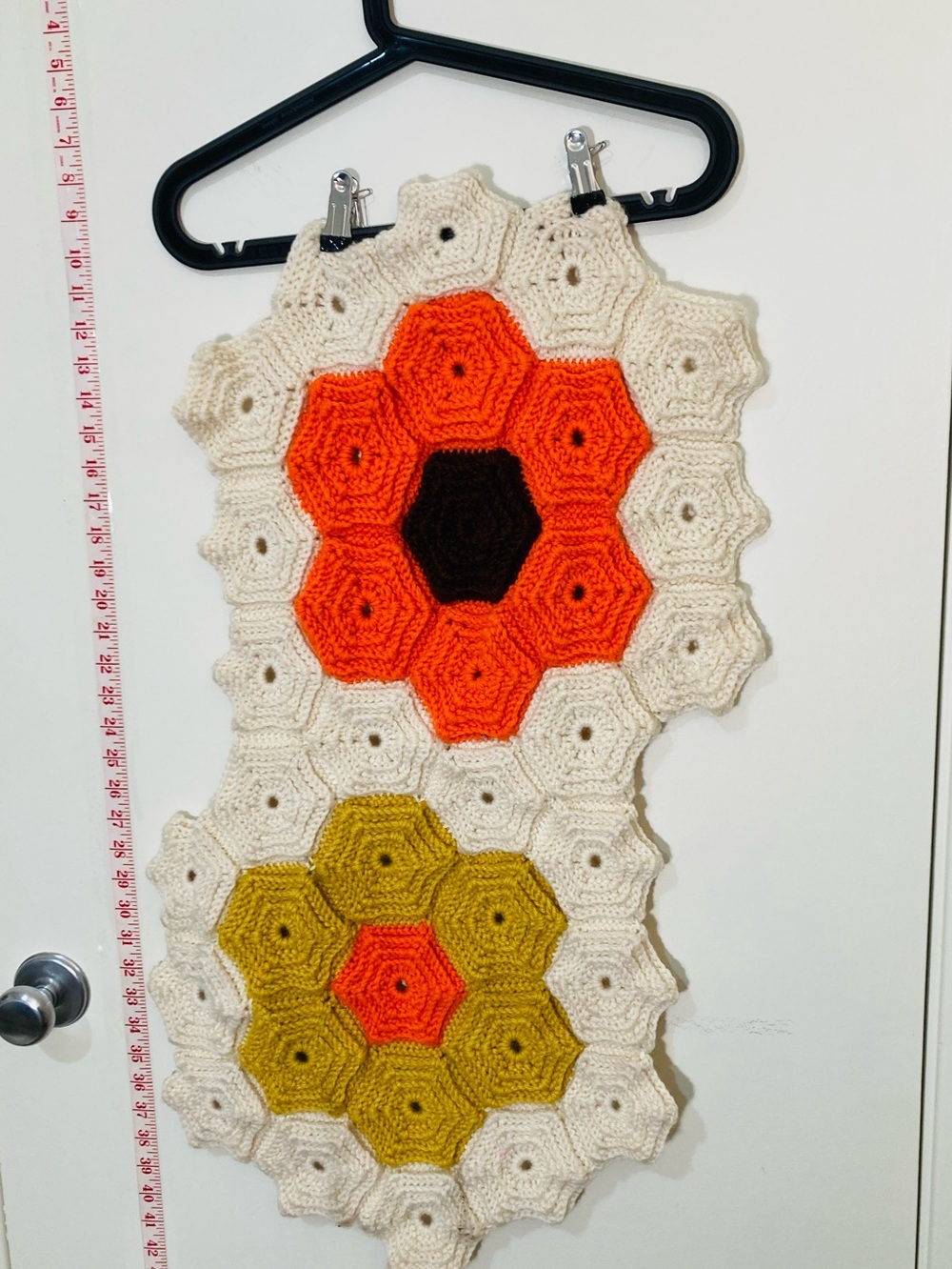 EXTRA LARGE Vintage Handmade Crochet Hexagon Flower Pattern